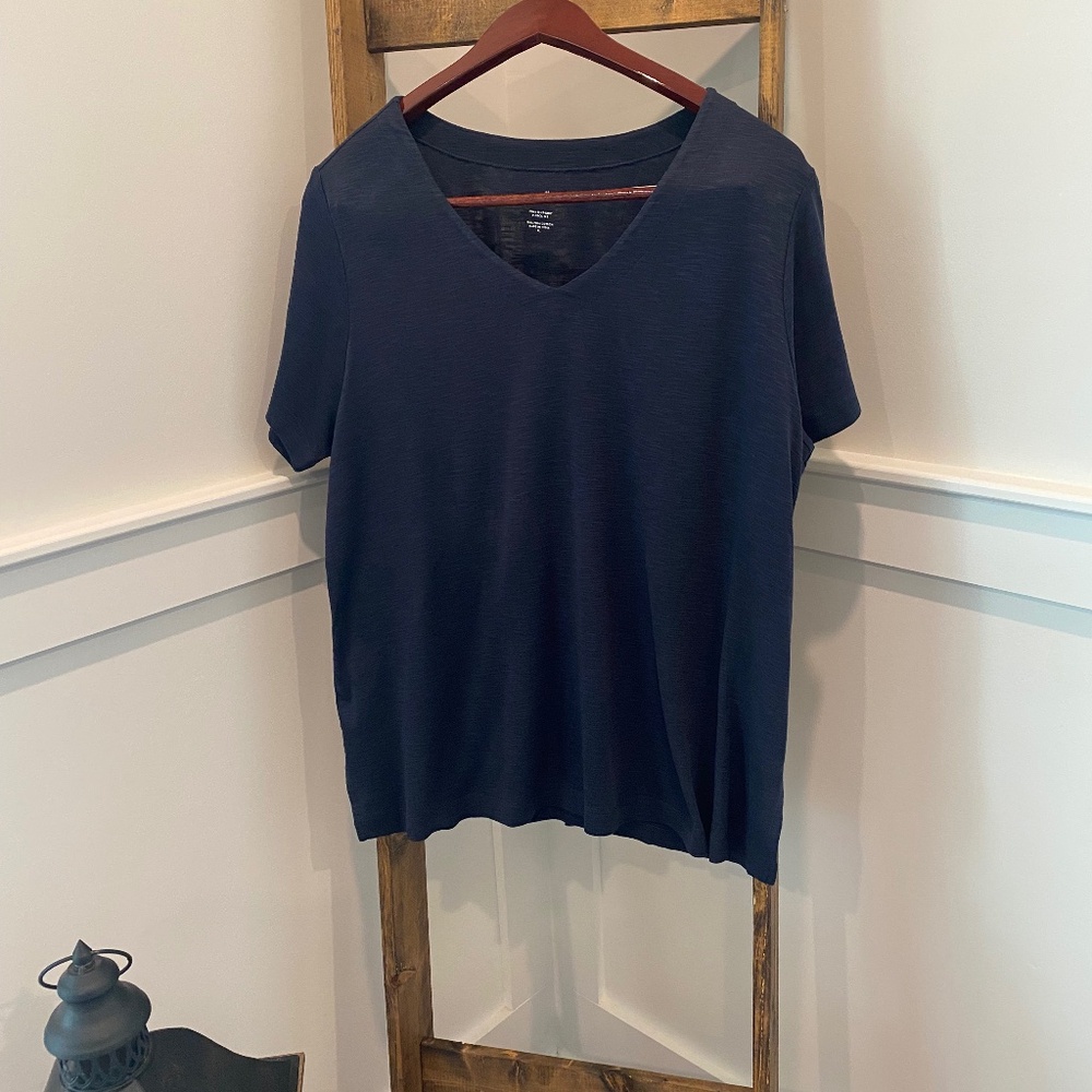 J.Jill Pima Slub-Knit V-Neck Tee